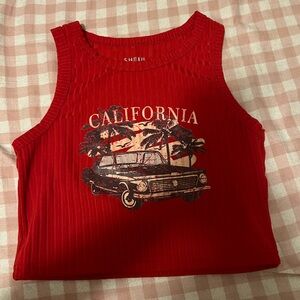 SHEIN Red California Car Graphic Tank